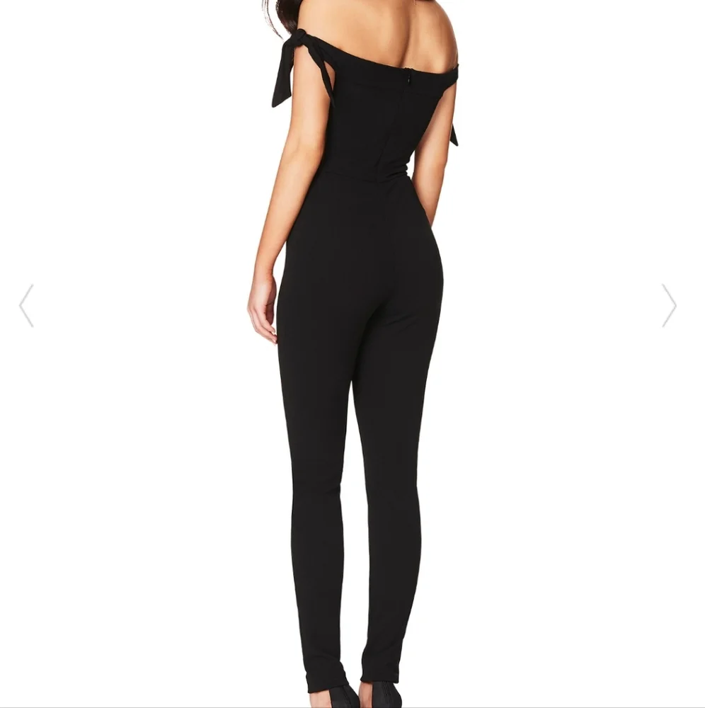 Nookie‎ Cleo Off The Shoulder Jumpsuit Black Tie Strap Small